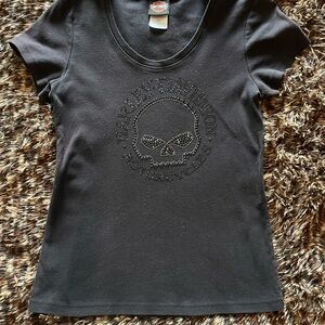 Harley-Davidson Black Studded Skull Women's Tee